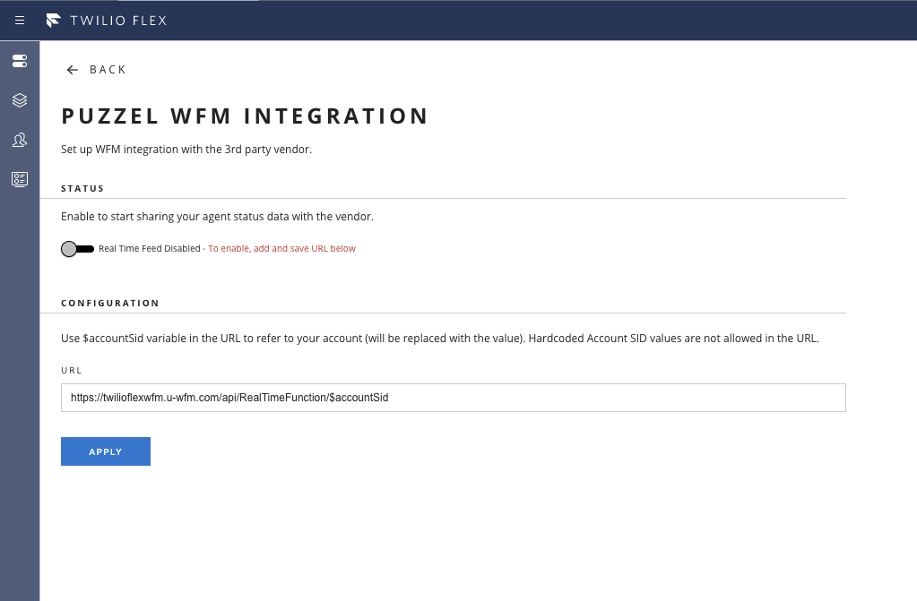 Configure Puzzel WFM Integration in Flex.