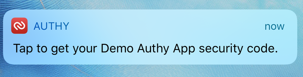 Authy push notification - app installed on attempt to send an SMS.