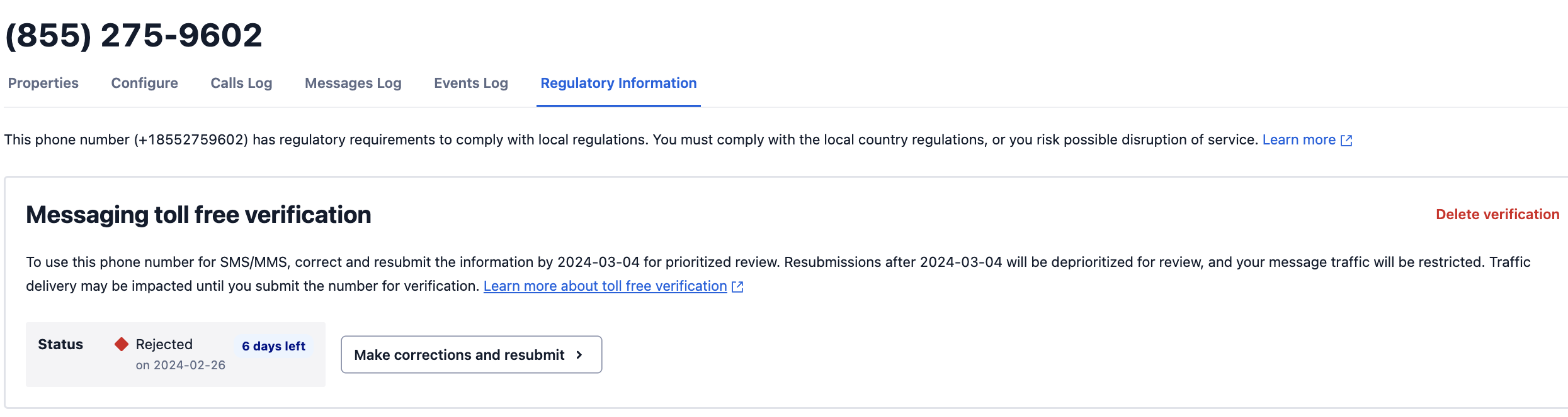 Regulatory information tab for item one.