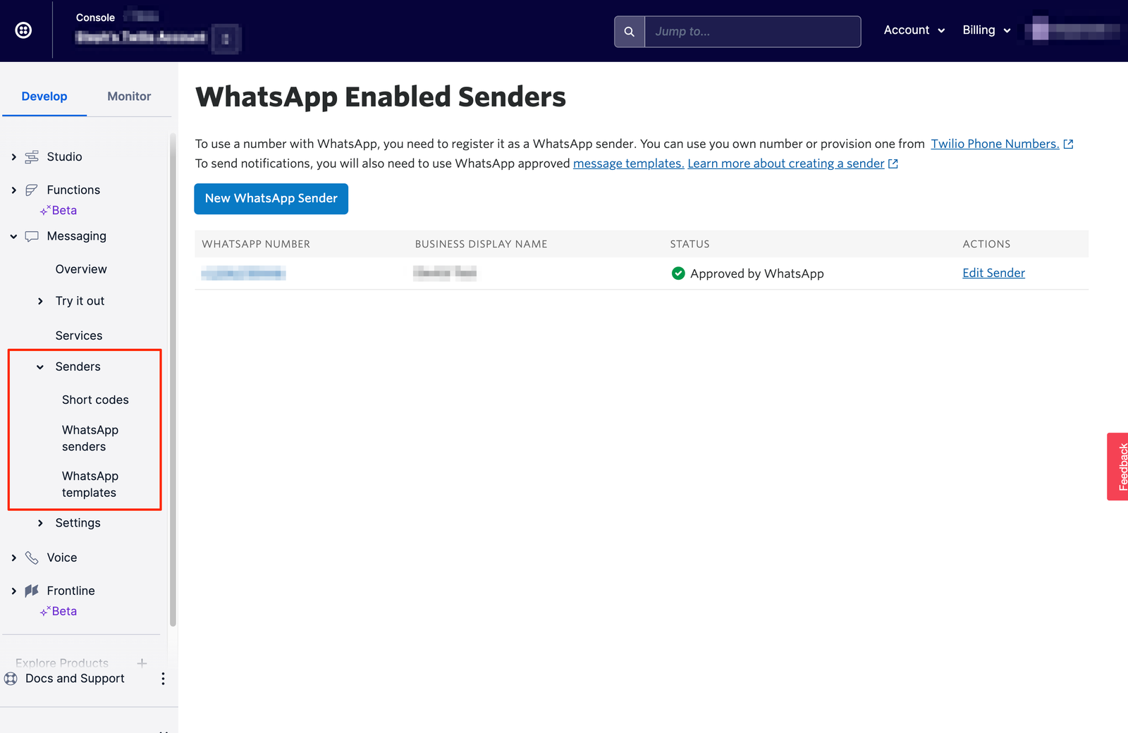 List of WhatsApp Senders.