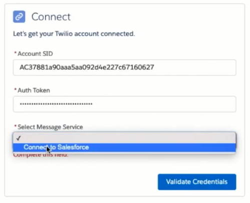 Connect to Salesforce and validate.