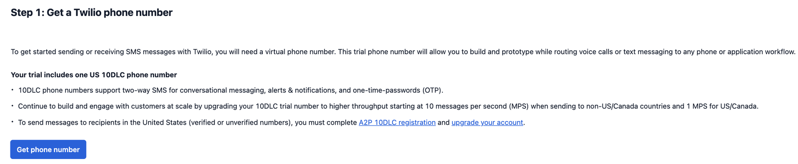Free Trial -- Get your free Twilio Phone Number.