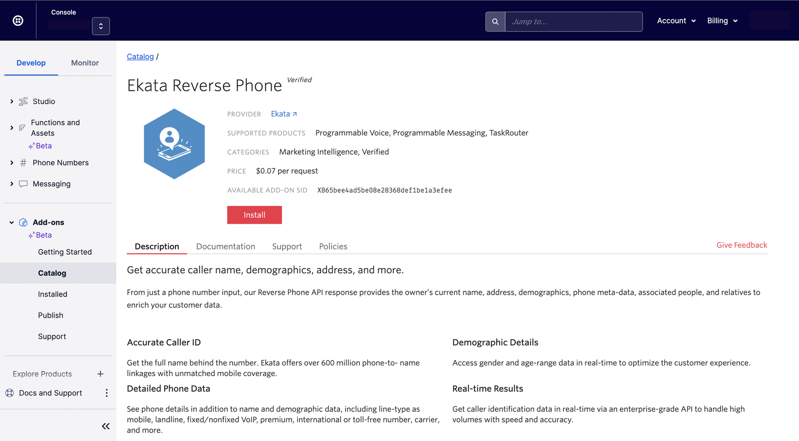 Add-ons Ekata Reverse Phone — Information.