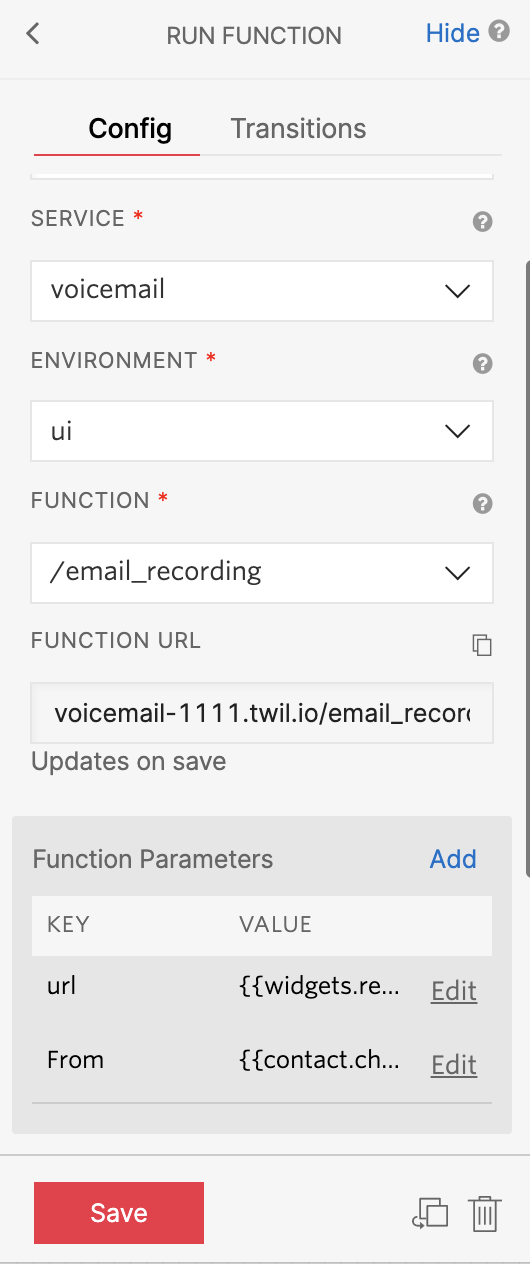 Configure the email recording function in Studio