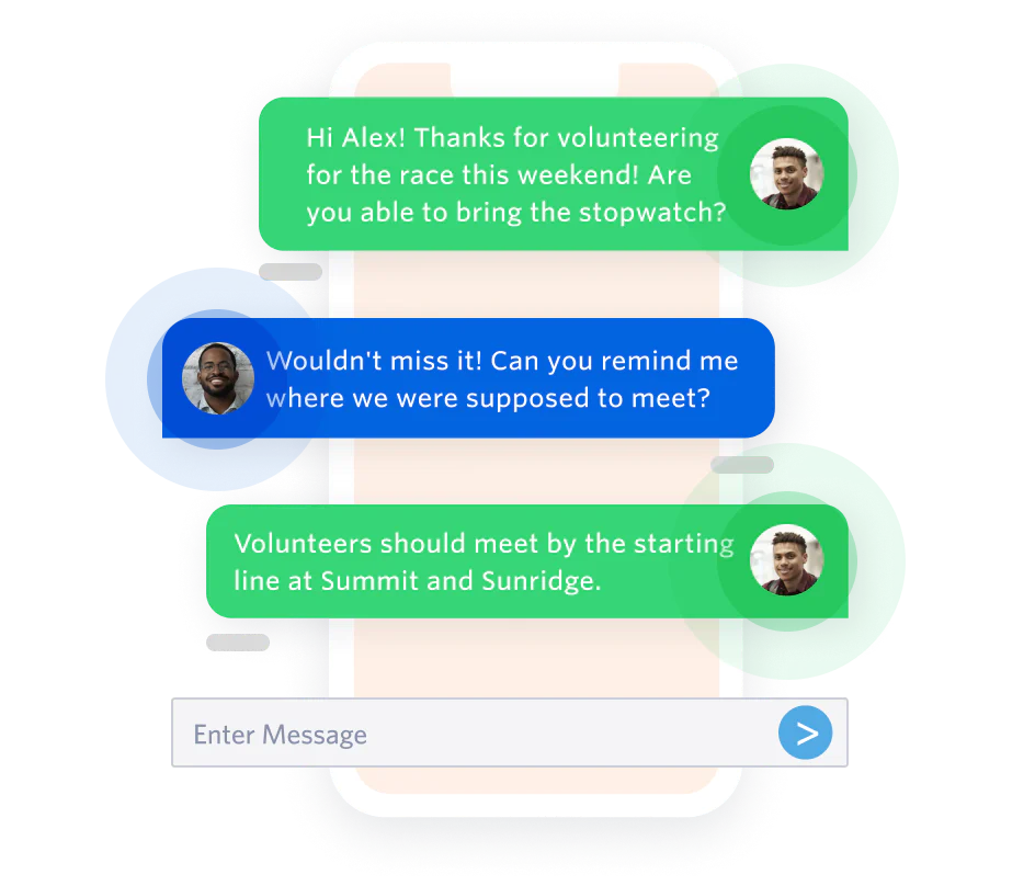 Text message conversation through the Salesforce app that shows you can send and receive messages to customers.